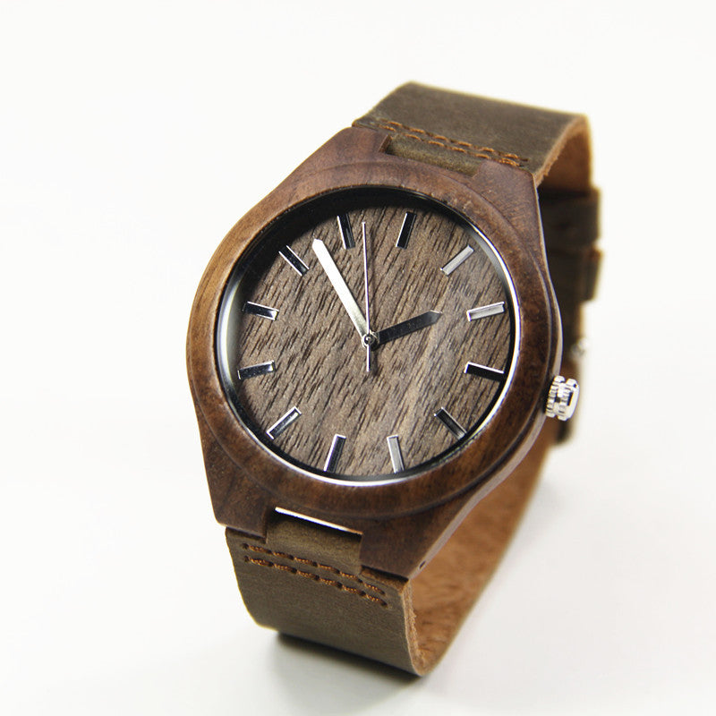 Artisanal Walnut Wooden Quartz Wrist Watch