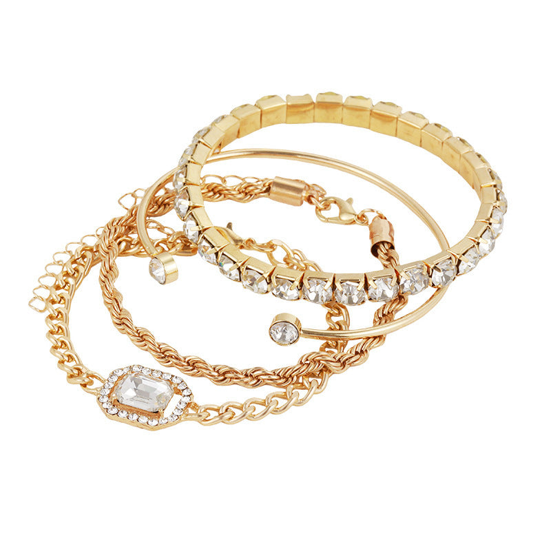 Bohemian Crystal Twisted Cuff Bracelet Set