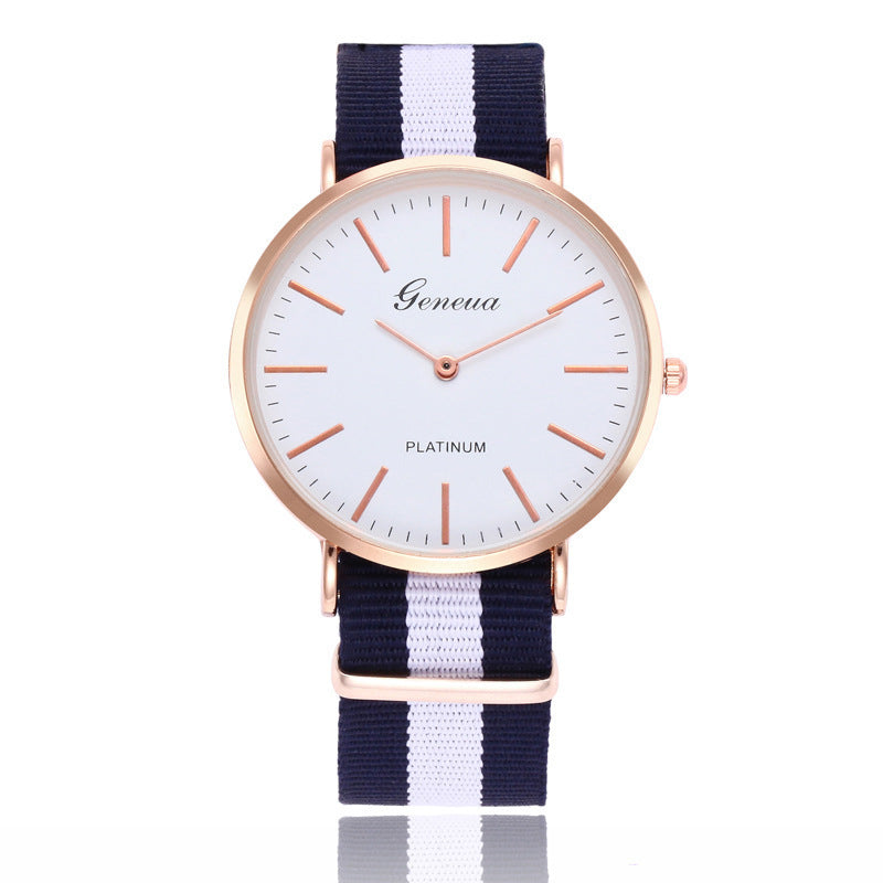 Striped Nylon Unisex Quartz Watch