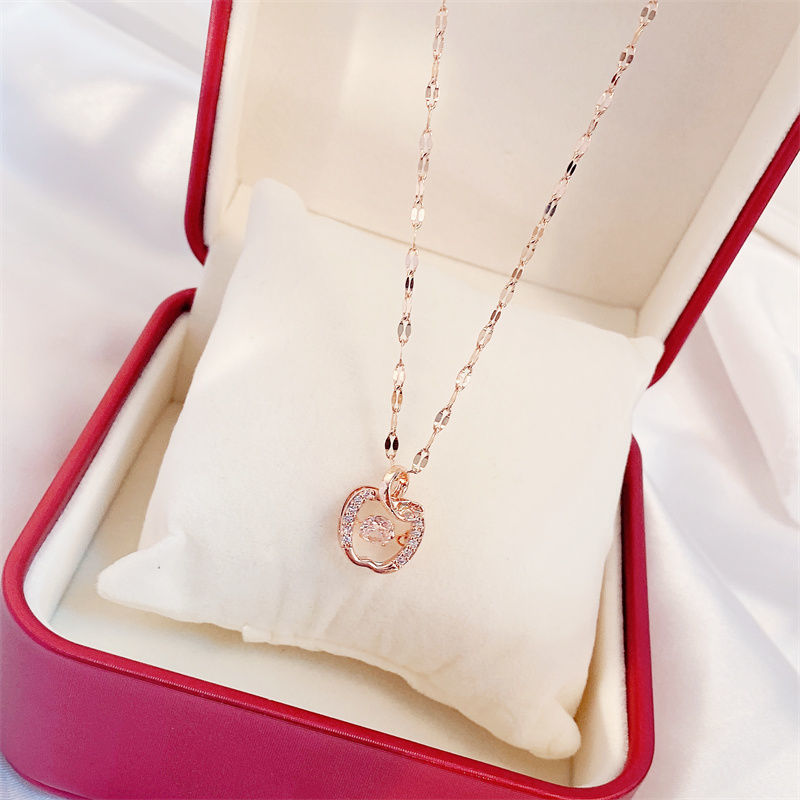 Titanium Steel Perfume Bottle Pendant Necklace - Trendy Zircon Charm