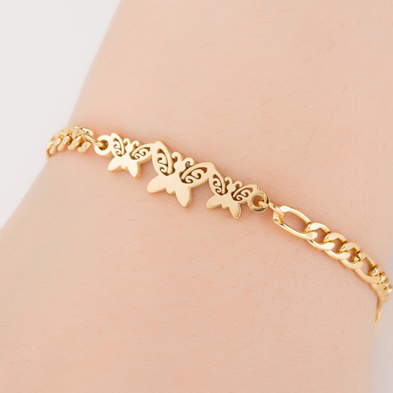 Gold Plated Stainless Steel Charm Bracelets for Women