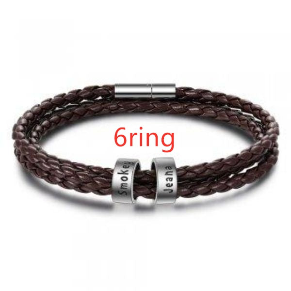 Personalized Braided Leather Name Bracelet for Men