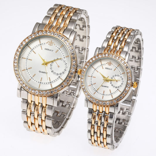 Classic Business Watch with Luxury Diamond Accents
