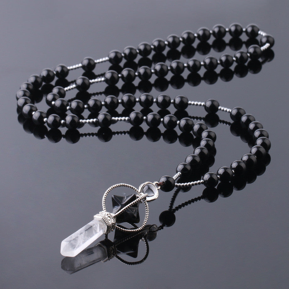 Natural Crystal Column Pendant Necklace - Unisex Stone Healing Jewelry
