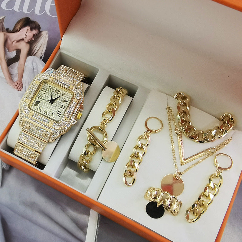 Sophisticated Quartz Watch & Jewelry Set for Her