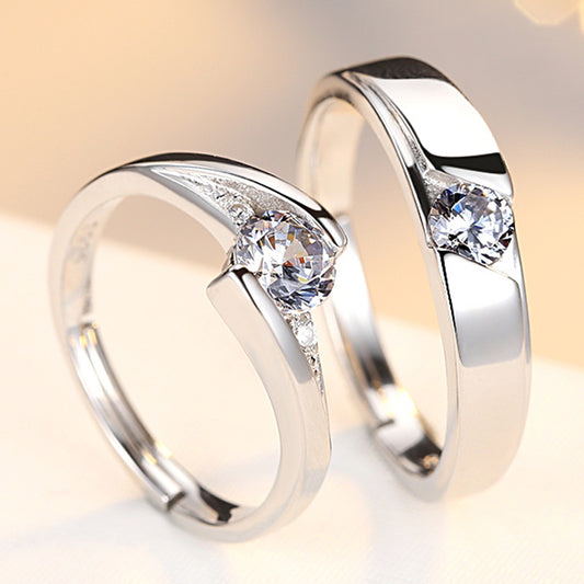 Adjustable Simulation Diamond Couple Rings