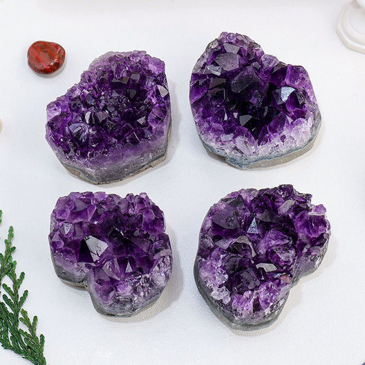 Amethyst Cluster Heart Raw Stone Ornament