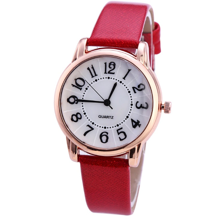 Elegant Casual Leather Strap Quartz Watch