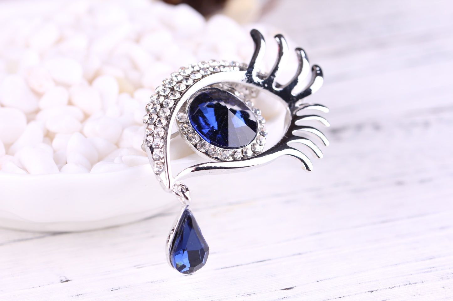 Diamond Eye Teardrop Brooch