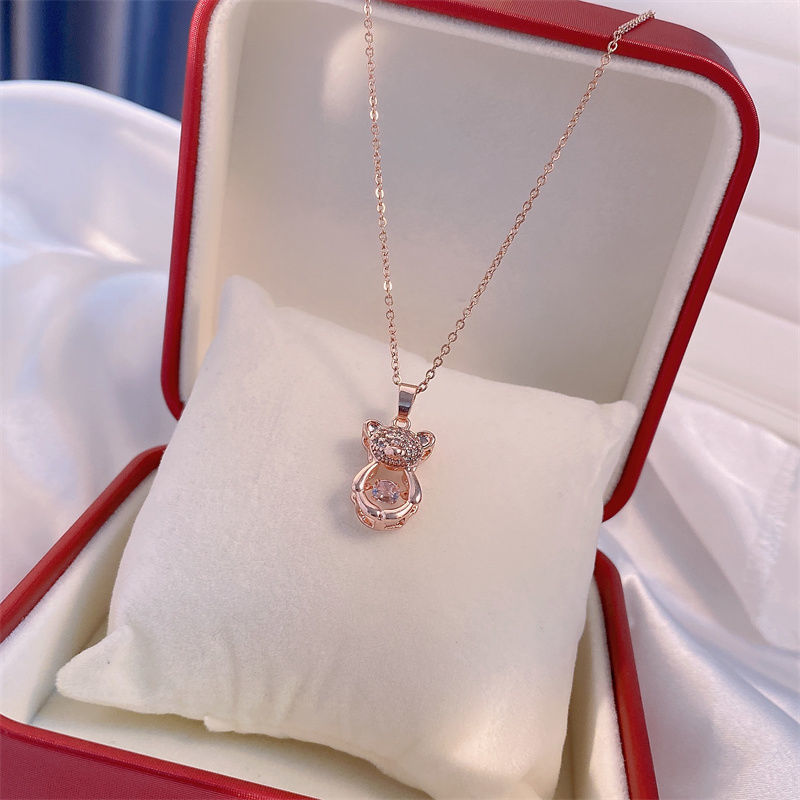 Titanium Steel Perfume Bottle Pendant Necklace - Trendy Zircon Charm