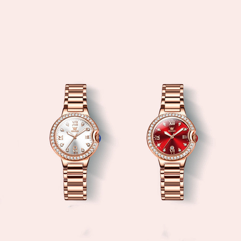 Elegant Rose Gold & Steel Ladies' Waterproof Watch