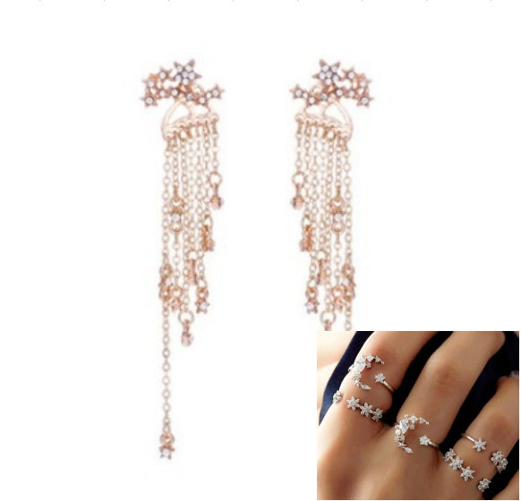 Shining Star Tassel Drop Earrings