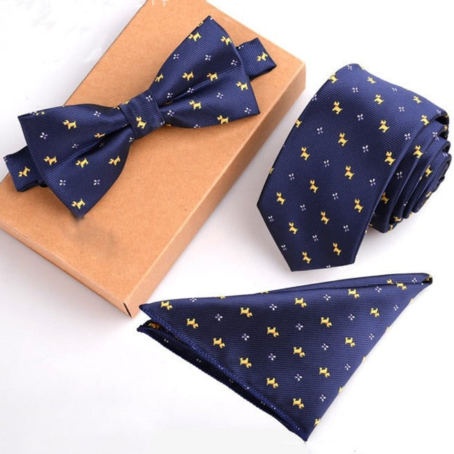 Casual Dark Blue Business Tie Set