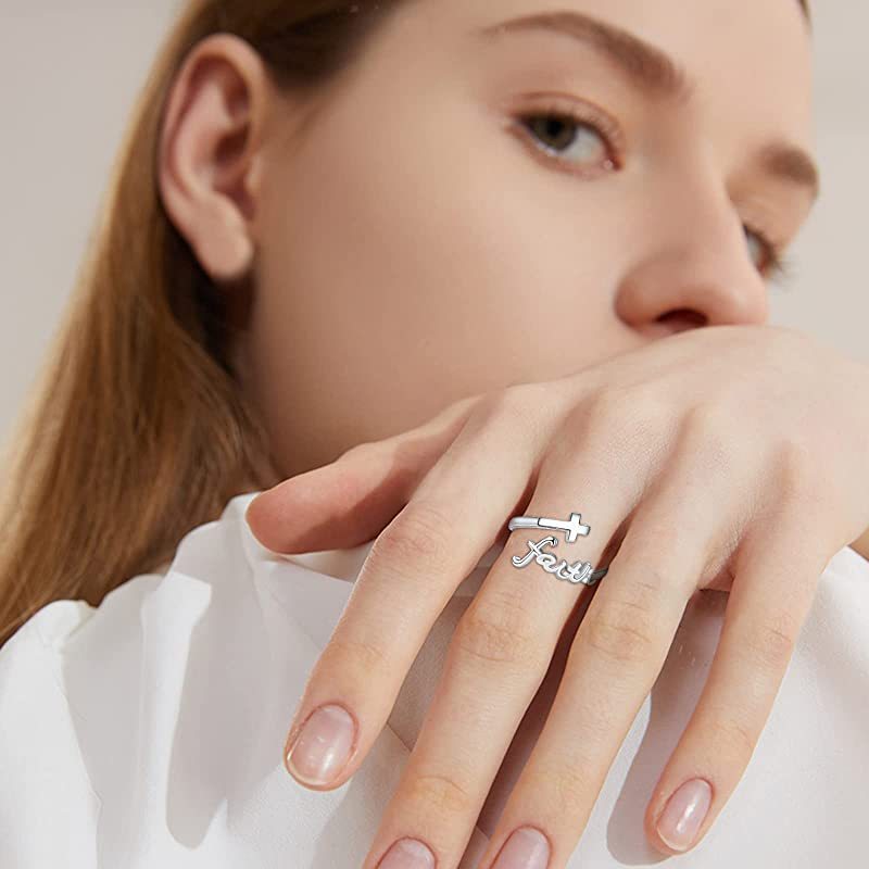 Faithful Promise Adjustable Sterling Silver Cross Ring
