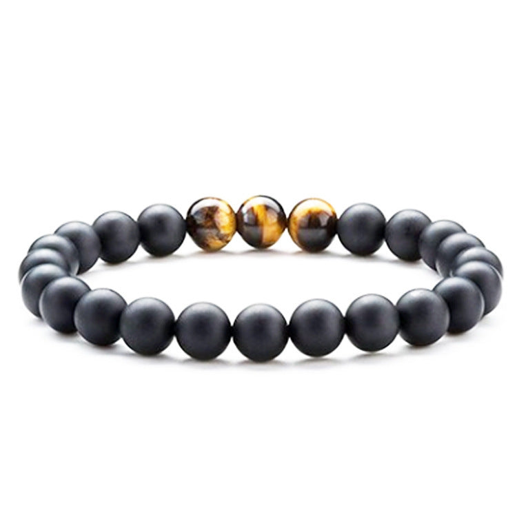 Striking Tiger Eye & Matte Black Agate Couple Bracelets