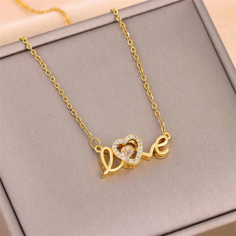Elegant Love Letter Titanium Steel Necklace
