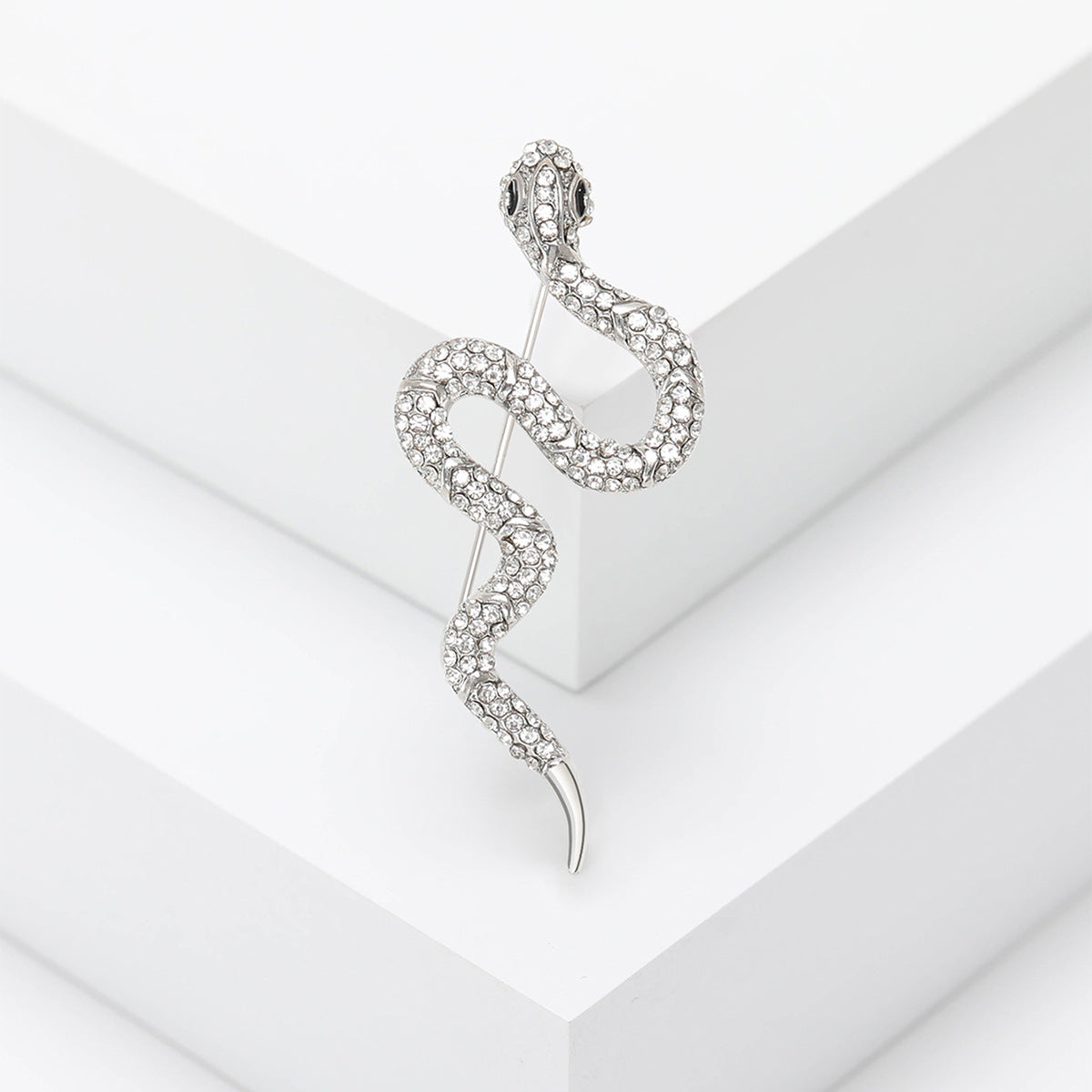Stylish Rhinestone Snake Brooch