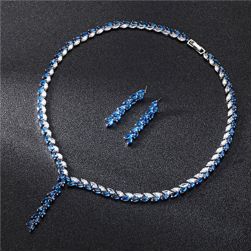 Exquisite Bride Wedding Earrings & Necklace Jewelry Set