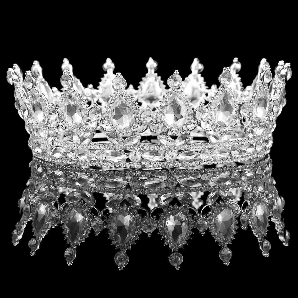 Regal Baroque Rhinestone Bridal Crown Headdress