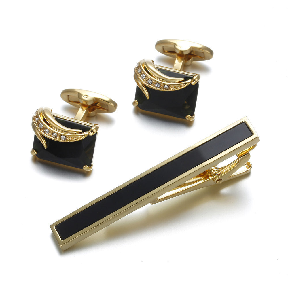 Gentleman's Gold Tie Clip & Cufflinks Set
