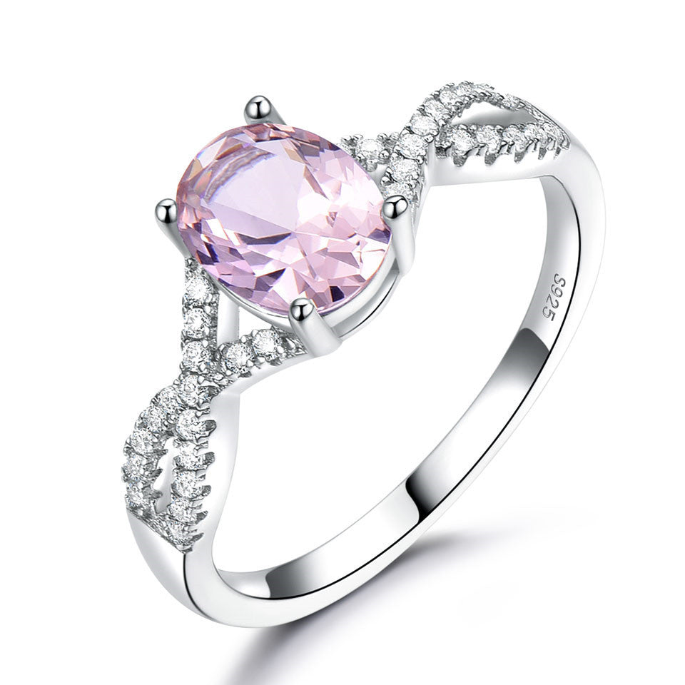 Sterling Silver Oval Nano Morganite Ring