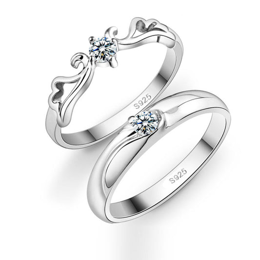 Silver Angel Couple's Ring Set