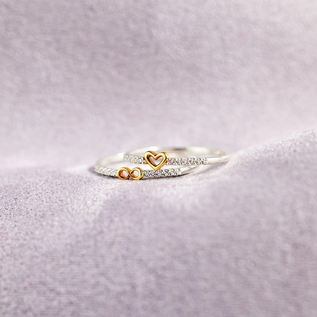 Elegant Zircon Inlaid Couple's Ring Set
