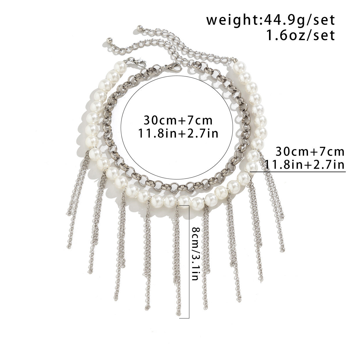 Multilayer Imitation Pearl Tassel Necklace