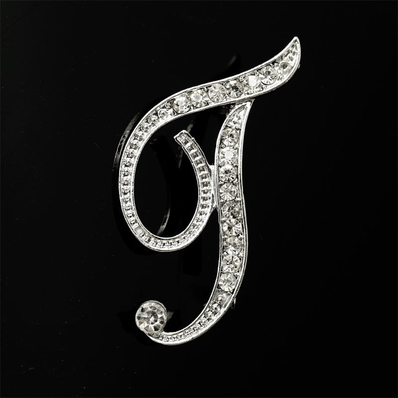 26 English Alphabet Brooch with Diamonds