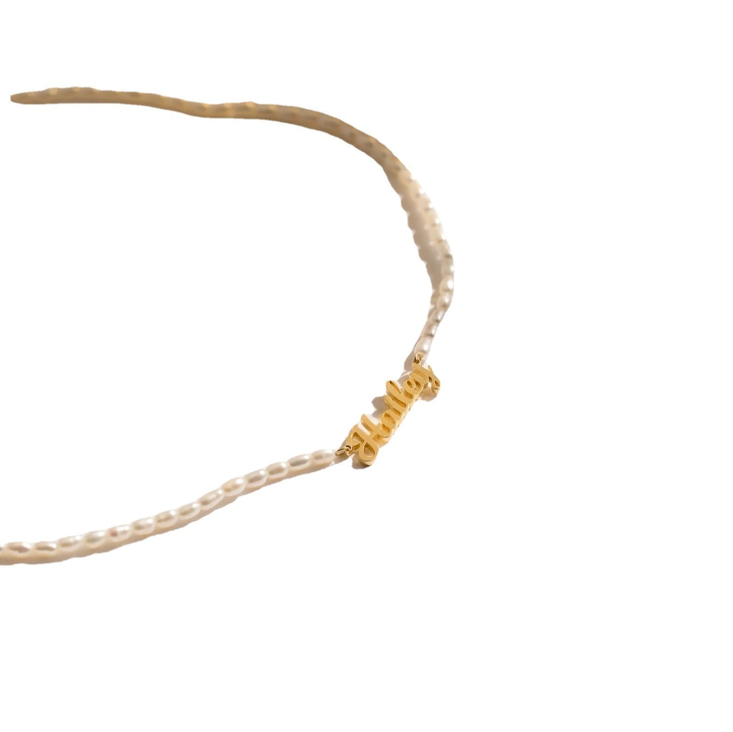 Personalized Nameplate and Pearl Necklace