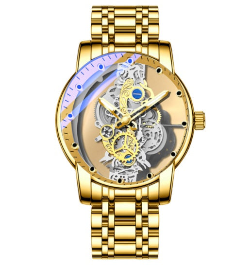 Men's Gold Skeleton Vintage Automatic Quartz Watch