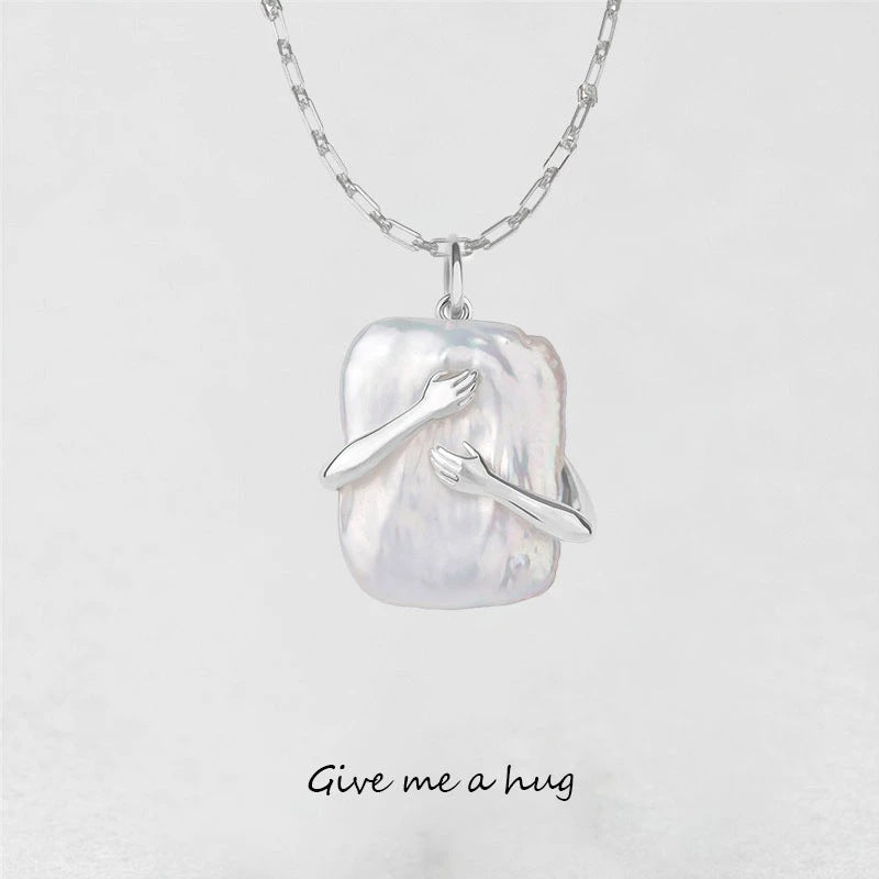 Unique Square Baroque Pearl Pendant Necklace