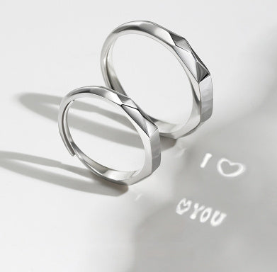 Adjustable Sterling Silver Light Projection Couple Rings