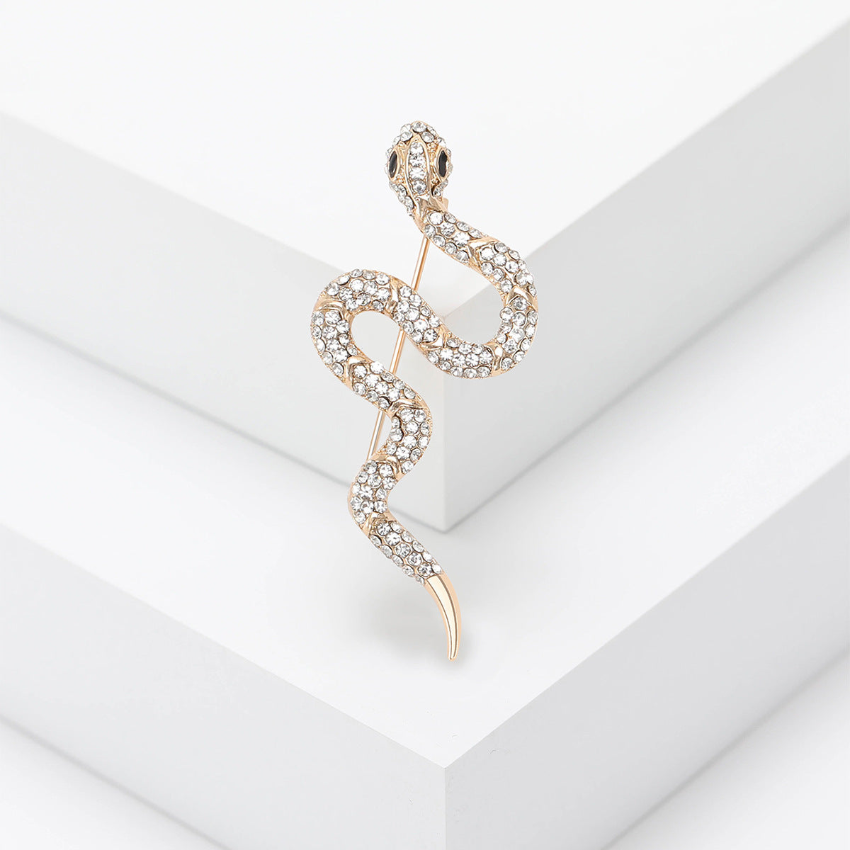 Stylish Rhinestone Snake Brooch
