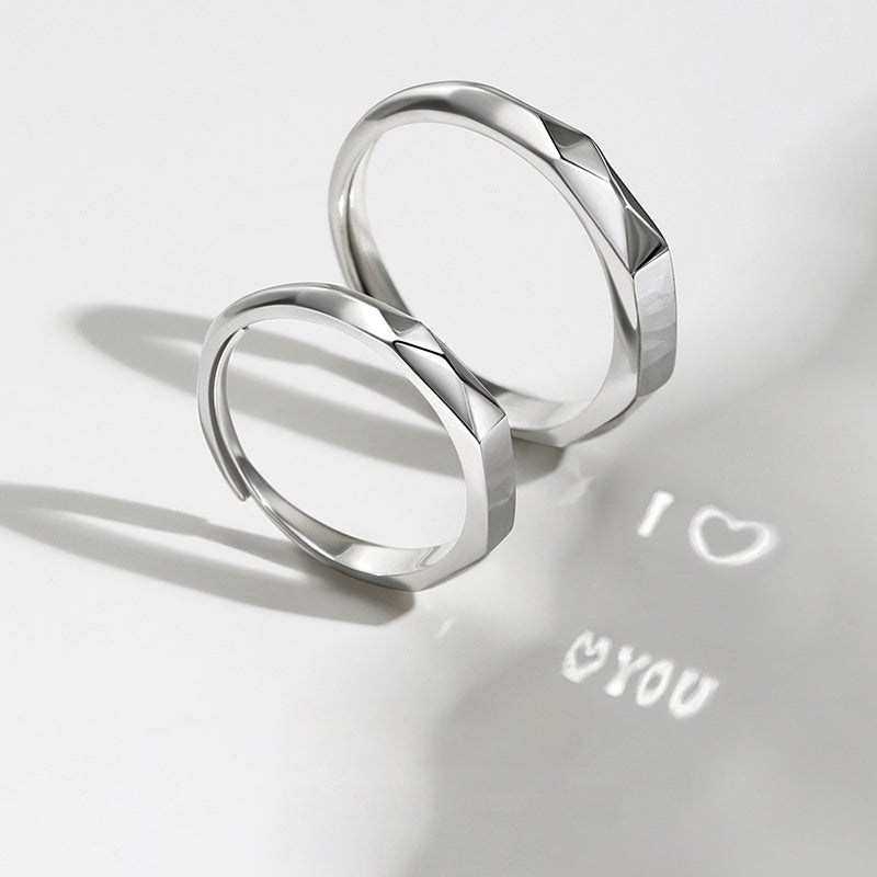 Adjustable Sterling Silver Light Projection Couple Rings