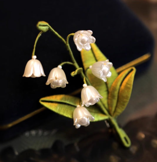 Vintage Corsage Coat Accessories with Handmade Lily of the Valley Wrapped Pins