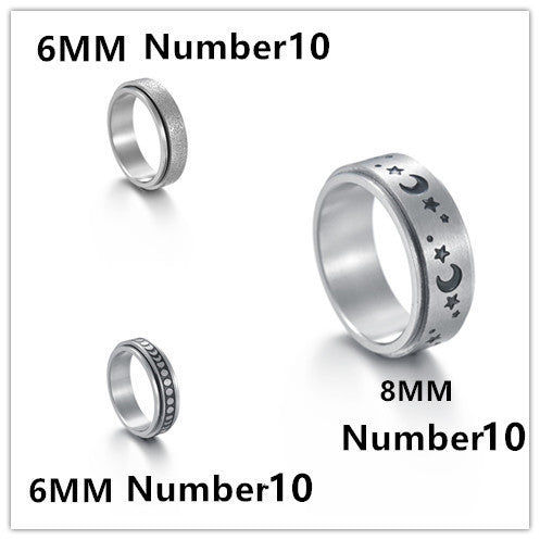 Rotatable Titanium Steel Star and Moon Ring