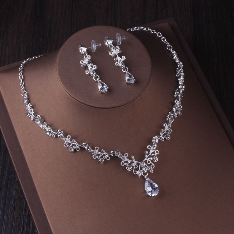 Dazzling Silver Crystal Drop Bridal Jewelry Set