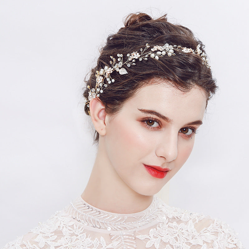 Pearl and Alloy Flower Headband