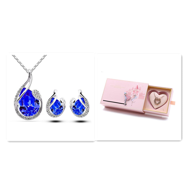 Elegant Water-Drop Rhinestone Necklace and Earrings Set