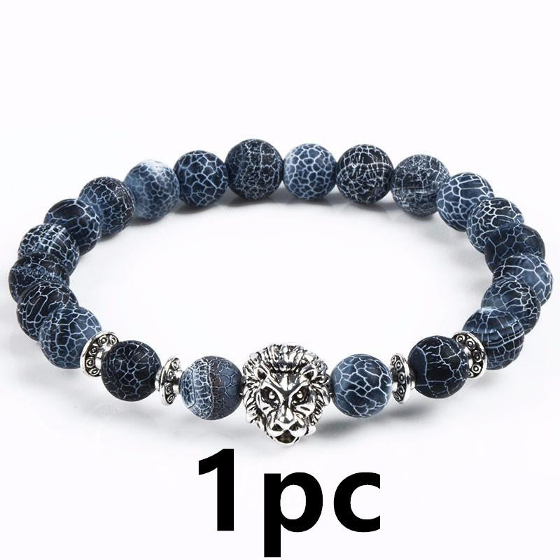Majestic Lion Carved Stone Bracelet