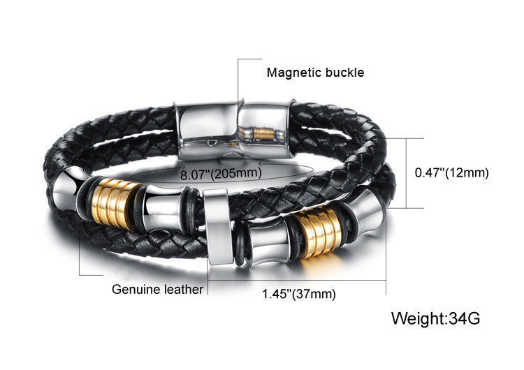 Men's Magnetic Braided Leather Bracelet