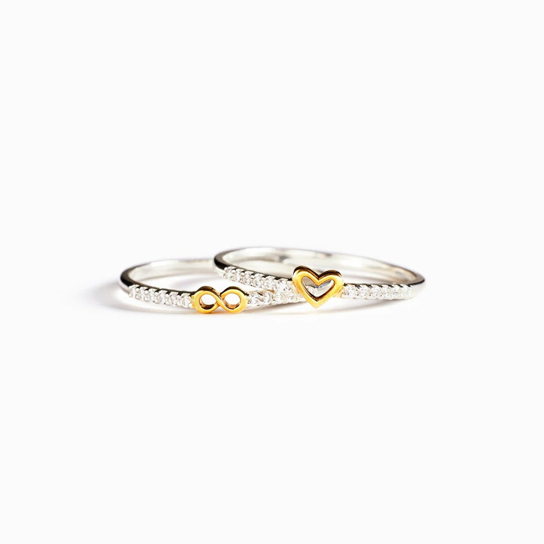 Elegant Zircon Inlaid Couple's Ring Set