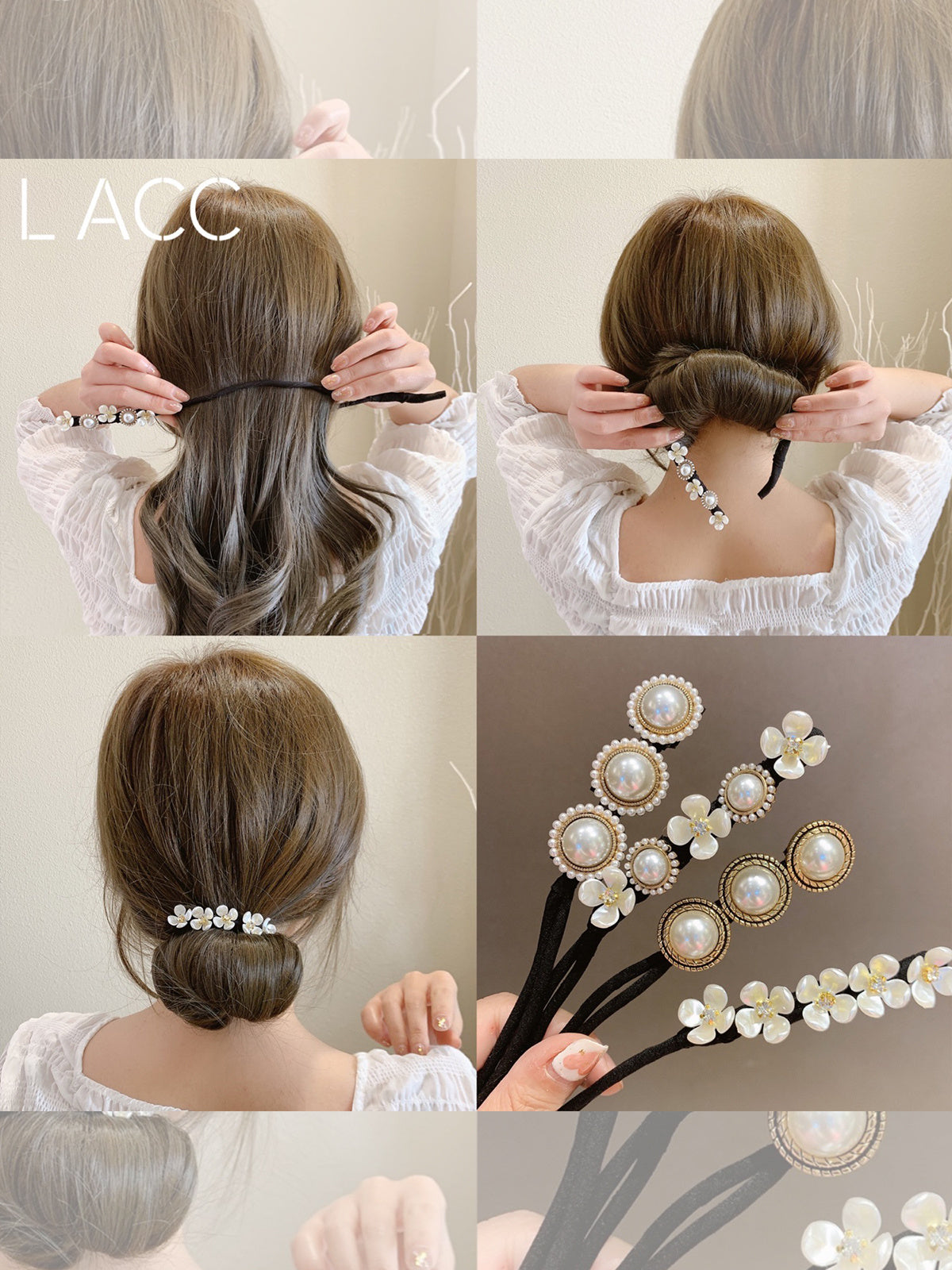 Trendy Pearl and Diamond Braided Hairpin