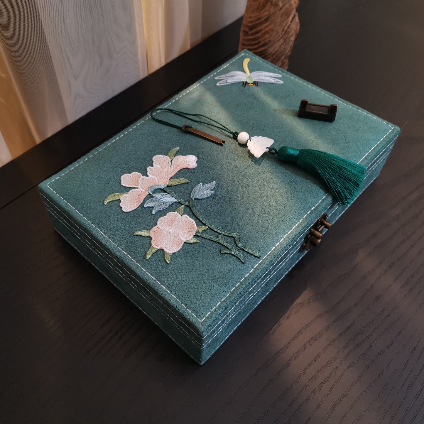 Antique Floral Wooden Jewelry Box
