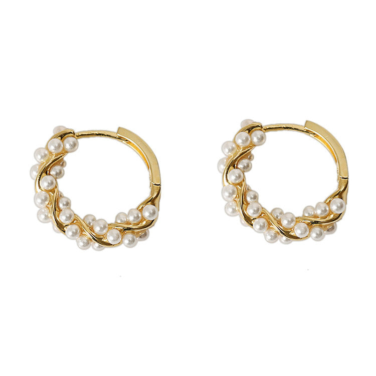 Women's Luxury Rice Pearl Hoop Earrings