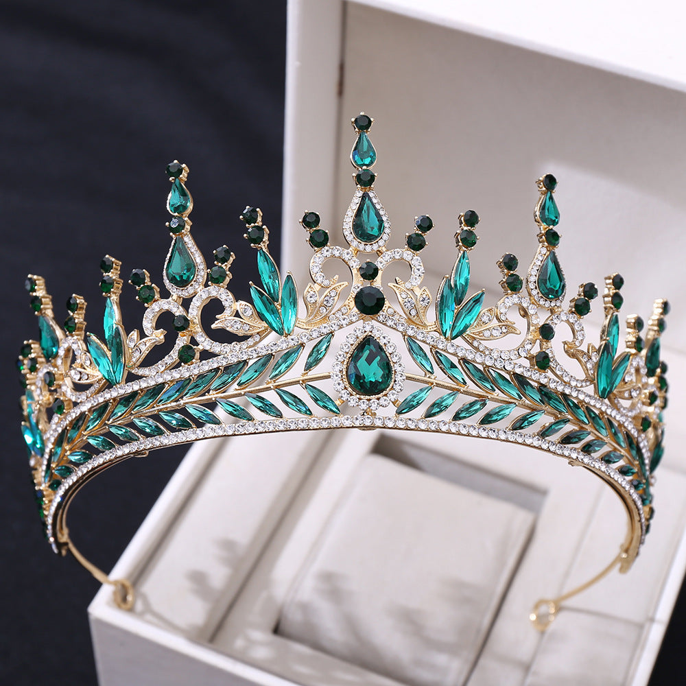 Majestic Crystal Baroque Bridal Crown Adjustable Headband Set