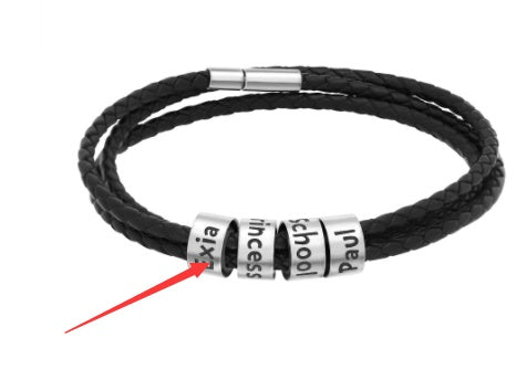 Personalized Braided Leather Name Bracelet for Men