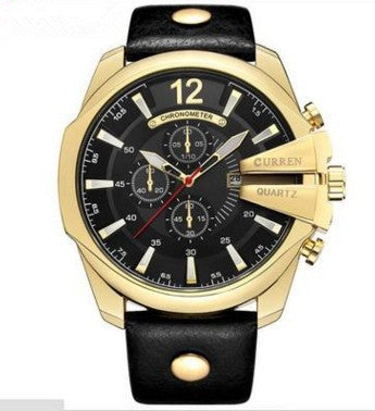 Fashionable Large Dial Decorated Three-Eye Men's Watch
