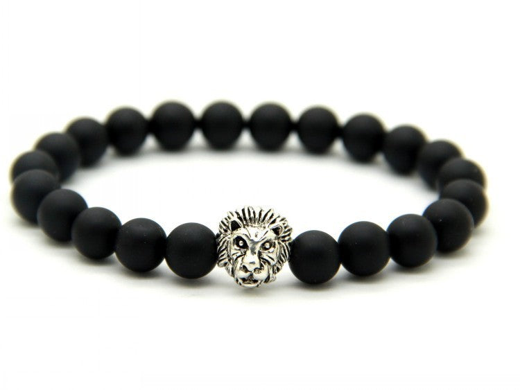 Majestic Lion Carved Stone Bracelet